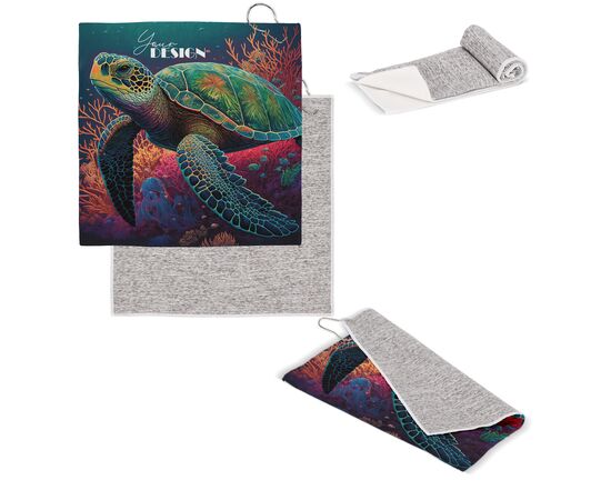 Sneldrogende golfhanddoek met haak R-PET 30 x 30 cm sublimatie Wit, Grijs -  LT95006-N0161