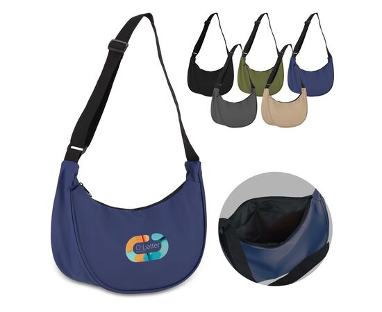 PU-gecoat R-PET 600D halve maan sling tas Zwart -  LT95358-N0002