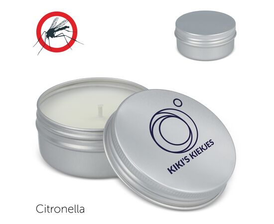 Citronella insect repellent plant based candle in recycled tin Silver -  LT90749-N0005