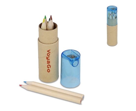Colouring pencils in cardboard tube with sharpener lid Nature -  LT91584-N0094