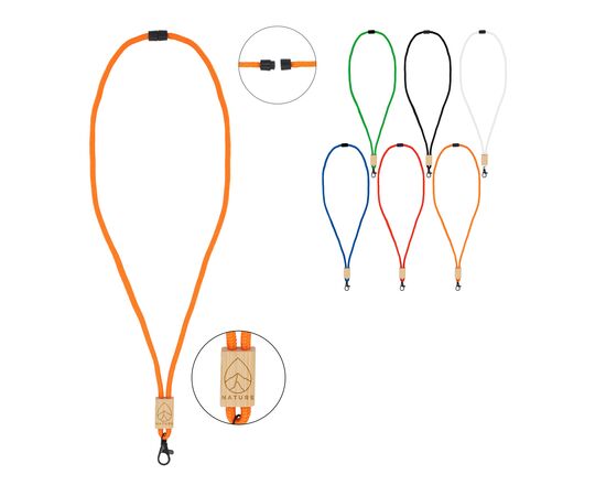 R-PET paracord lanyard Zwart -  LT95306-N0002