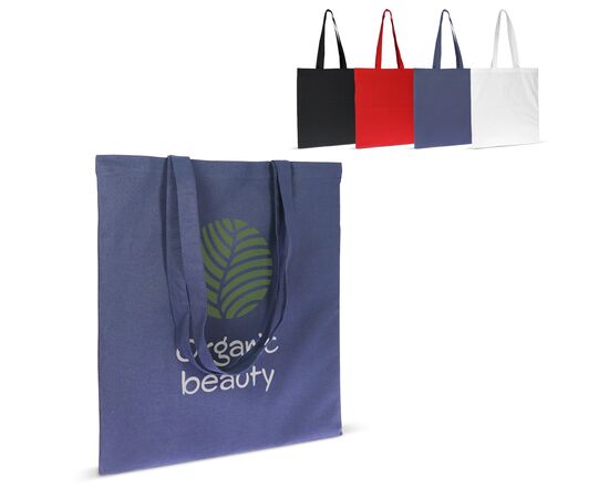 Sac en coton bio couleur long 140g/m² 38x42 cm Noir -  LT95377-N0002