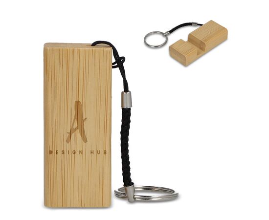 Bamboo phone holder keychain Nature -  LT99719-N0094