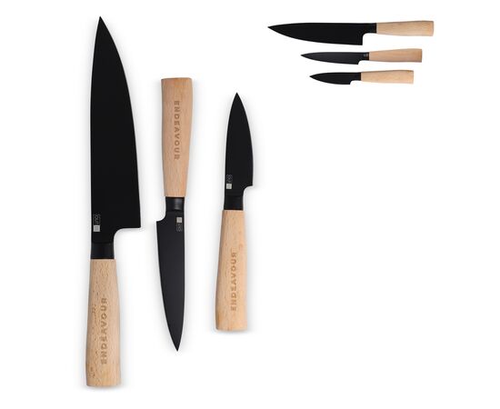 InSideOut 3 Stück Essential Messer Set Ravn Holz - InSideOut LT57202-N0093