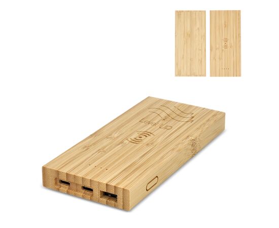 Bamboe Powerbank Draadloos Opladen 8000mAh Natuur -  LT95507-N0094