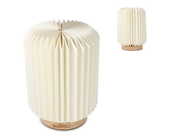 Lampe LED en papier pliable Coollux Aurore sur socle en bois, 22cm Nature - Coollux LT40725-N0094