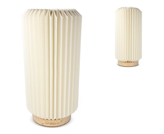 Lampe LED en papier pliable Coollux Aurora Tall sur base en bois, 32cm Nature - Coollux LT40726-N0094