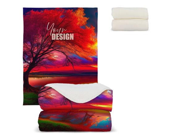 Sherpa fleece blanket OEKO-TEX®  sublimation 130 x 170 cm 510 g/m² White -  LT90104-N0001
