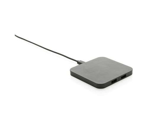 RCS recycled plastic 10W Wireless charger with USB Ports Black - XD Collection P308.461