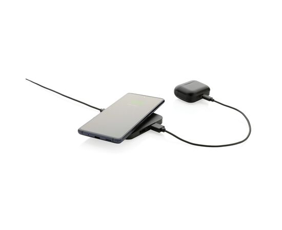 RCS recycled plastic 10W Wireless charger with USB Ports Black - XD Collection P308.461