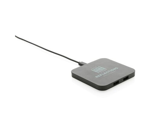 RCS recycled plastic 10W Wireless charger with USB Ports Black - XD Collection P308.461