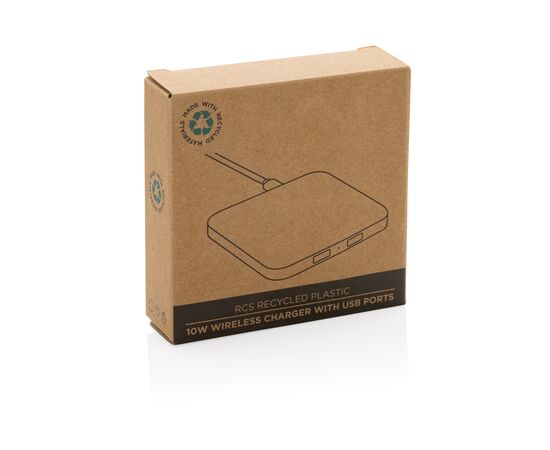 RCS recycled plastic 10W Wireless charger with USB Ports Black - XD Collection P308.461