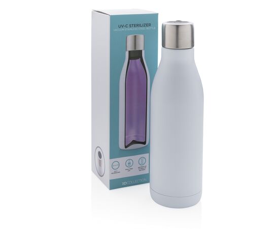Bouteille isotherme en acier avec stérilisateur UV Blanc - XD Collection P436.643