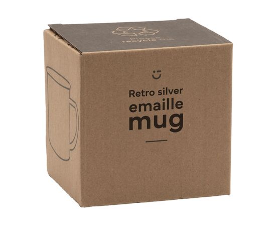 Retro Silver Emaille Mok 350 ml Zwart, Zilver -  122998