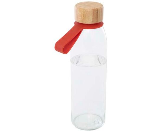 Porto 500 ml glazen waterfles met siliconen handgreep en bamboe deksel  Brick - Unbranded 10085332