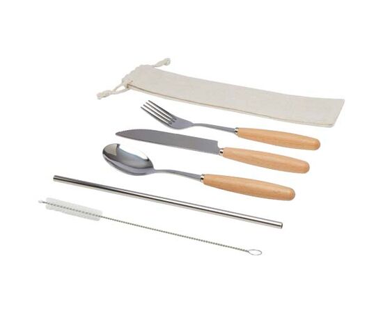 Root 5-piece stainless steel and beech wood cutlery set  Natural  - Unbranded 11341406