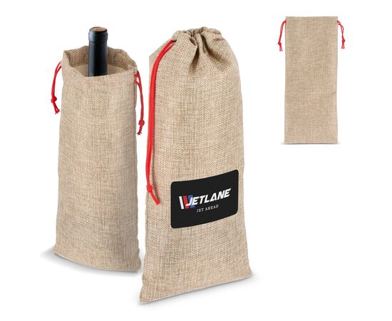 Pochette à vin en jute 14 x 34 cm Nature -  LT90277-N0094