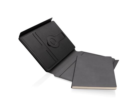 Swiss Peak RCS rePU notebook with 2-in-1 wireless charger Black - Swiss Peak P774.562