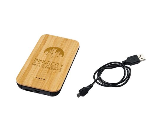 Future 6000 mAh draadloze powerbank van bamboe en stof Naturel, Zwart - Unbranded 12411700