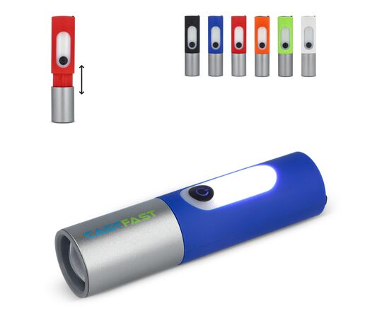 Lampe de poche LED rechargeable 10 W avec fonction zoom 300 lm Blanc -  LT93319-N0001