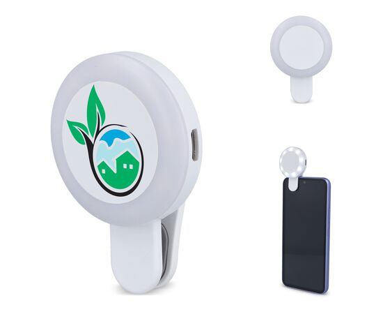 Universelle tragbare Selfie-LED-Leuchte mit 3 Helligkeitsstufen Weiß -  LT95662-N0001