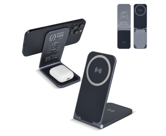 2255 -Xoopar Zero 2 in 1 Drahtloses Ladegerät Kompatibel mit MagSafe Dunkelgrau - Xoopar LT41510-N0060