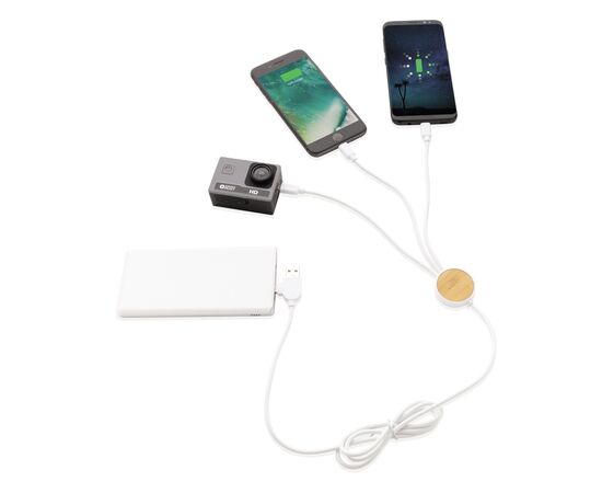 Ontario 1.2 metre 6-in-1 charging cable White - XD Collection P302.413