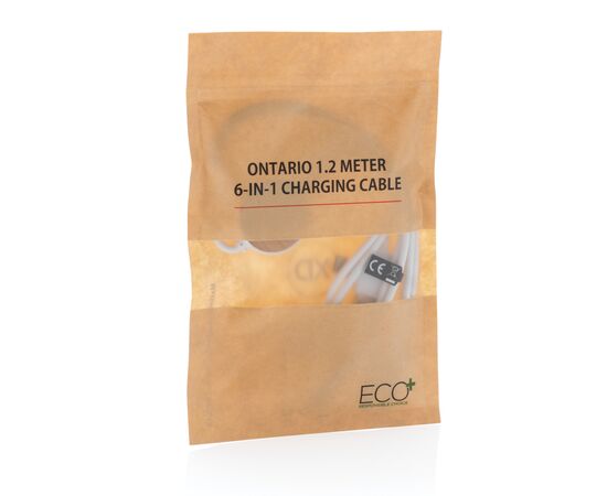 Ontario 1.2 metre 6-in-1 charging cable White - XD Collection P302.413