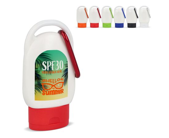 Lotion solaire avec mousqueton SPF30 en matériau recyclé Blanc -  LT91838-N0001