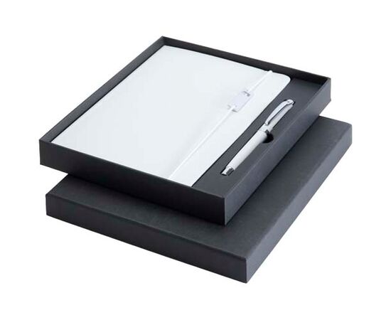 Legato Elegance A5 notitieboek met harde kaft en rollerbalpen set Wit, Wit - Luxe 10625801