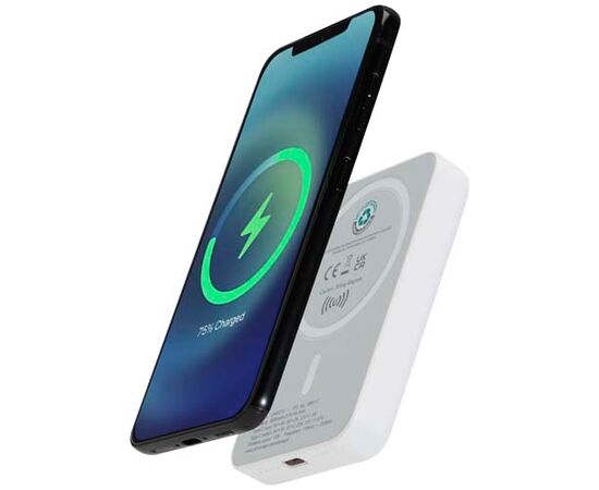 Acrab 15 W 5.000 mAh magnetische kabellose Powerbank mit 20 W PD aus recyceltem Kunststoff Weiß - Unbranded 12444101