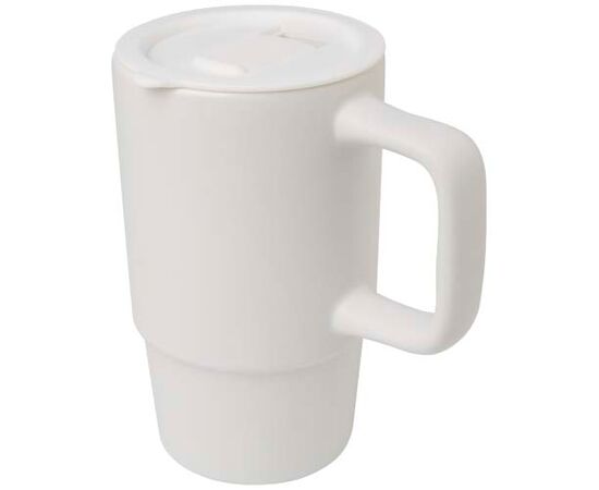 Carter 450 ml ceramic mug with plastic lid White - Unbranded 10089601