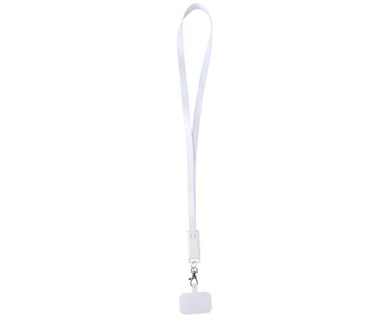 Tour de cou pour smartphone Franz en plastique recyclé avec synchronisation des données intégrée et câble 5 en 1 pour charge rapide de 65 W Blanc - Unbranded 12444701