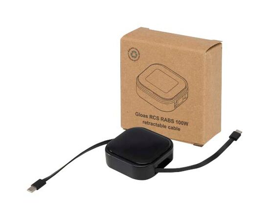 Câble rétractable 5 en 1 Gloas en matériaux recyclés pour synchronisation de données et charge rapide de 100 W avec kit d’outils pour smartphone Noir - Unbranded 12444890
