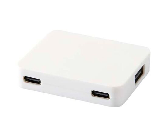 Gaia 4 poorts USB hub met uitgangen voor USB-A en Type-C en dubbele ingang van gerecycled plastic Wit - Unbranded 12444901
