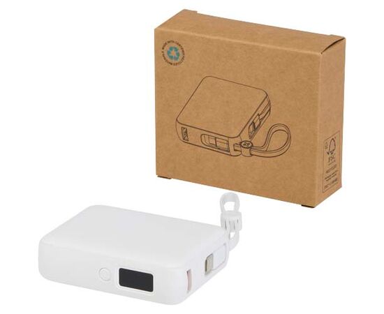 Batterie externe Acrux de 10 000 mAh et 35 W pour tablette avec câble Type-C intégré - fabriquée en plastique recyclé Blanc - Unbranded 12445001
