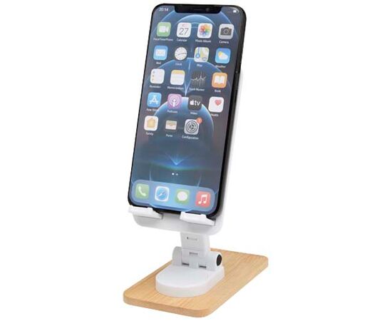 Alfirk recycled plastic foldeable desk phone stand with bamboo details White - Unbranded 12446401