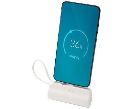 Batterie de secours Alnair Type-C de5 000 mAh et 10 W en plastique recyclé avec support de retournement intégré et câble 2 en 1 Blanc - Unbranded 12447201
