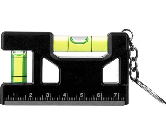 Gerecycled ABS sleutelhanger met waterpas Indira Zwart -  1267826.001