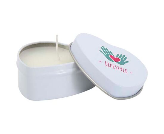 Blissful heart-shaped tin candle with vanilla aroma White - Unbranded 12635301