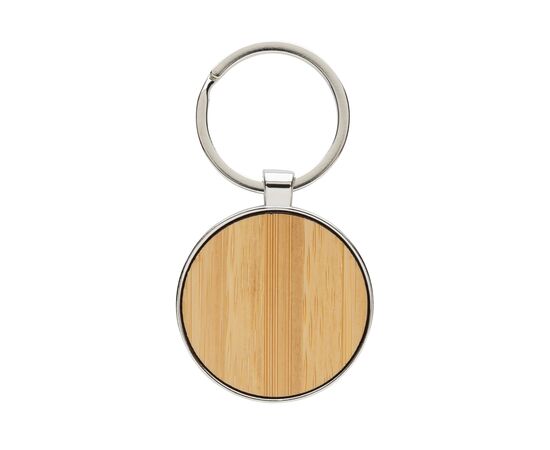 Porte-clés rond en alliage de zinc RCS et bambou Argent, Marron - XD Collection P191.6709