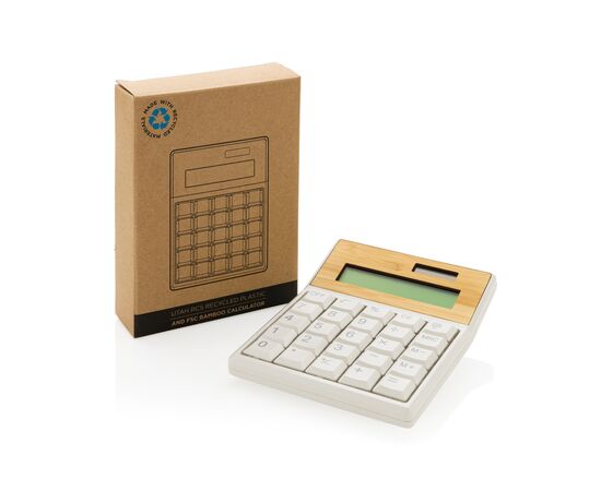 Calculatrice en bambou et plastique recyclé RCS Utah Brun - XD Collection P279.519