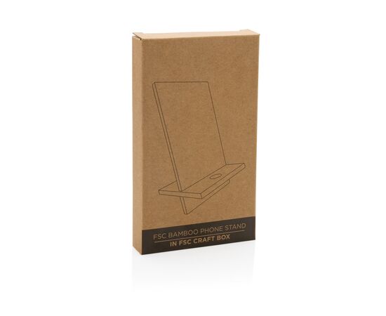 Support téléphone en bambou dans une boîte kraft Brun - XD Collection P301.409