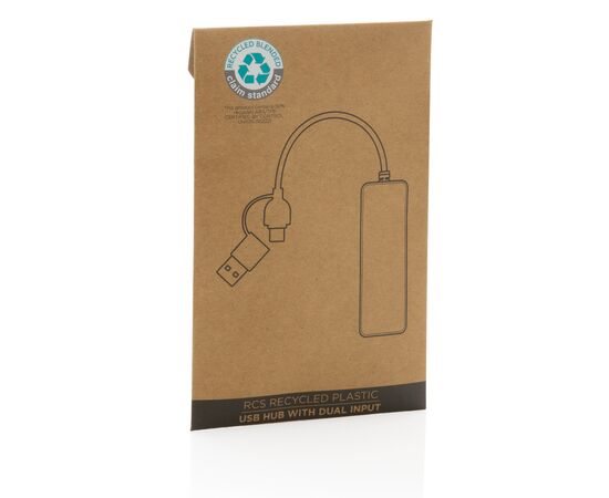 Hub avec double entrée en plastique recyclé RCS Noir - XD Collection P308.261