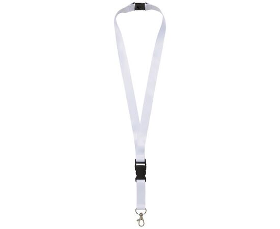 Balta recycled PET lanyard with safety breakaway and buckle Black, White - Unbranded 1PL1001C
