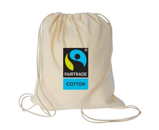 Fairtrade Eco-Baumwolle Rucksack mit Kordelzug Ecru - MultiGift Fairtrade 997613
