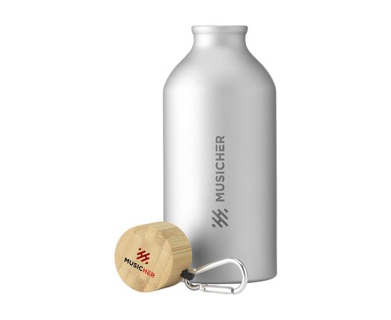 AluBamboo GRS Recycled Alu 500 ml water bottle Silver -  152501