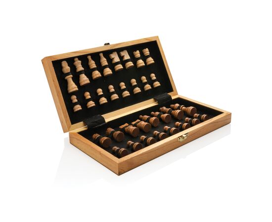 Luxe houten opvouwbaar schaakspel Bruin - XD Collection P940.129