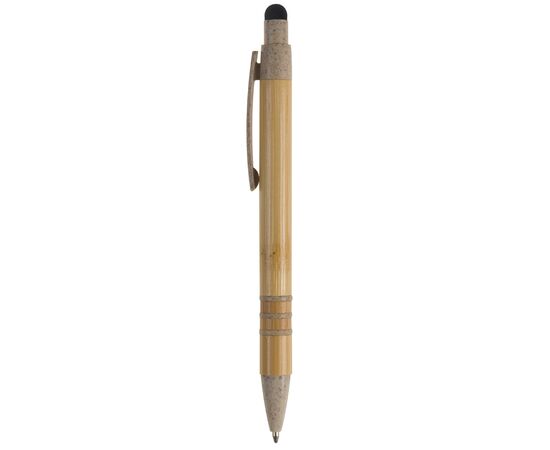 Balpen bamboe en tarwestro met stylus Beige, Zwart -  LT87282-N5502