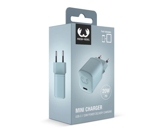2WC20 I Fresh &amp; Rebel USB-C Mini Charger USB-C PD // 20W Pastellblau - Fresh 'n Rebel LT49727-N0016